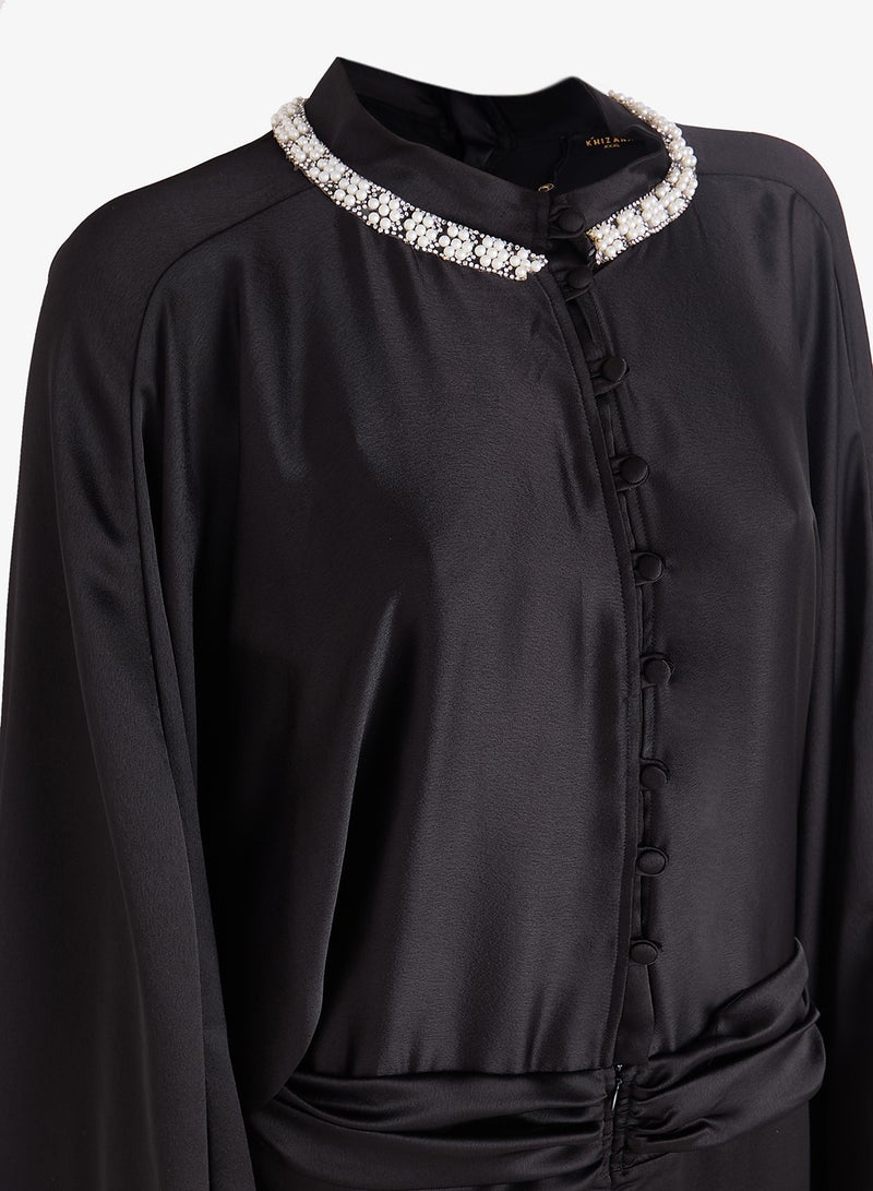 خزانة فستان مقاس كبير بياقة مزينة - Image 3